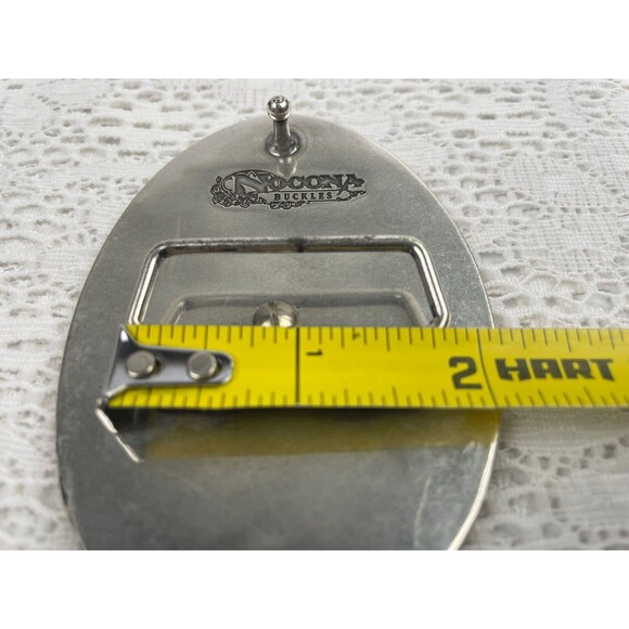 Running Jumping Deer in Nature Vintage Nocona Belt Buckle W/  camouflage backing - Picture 6 of 7